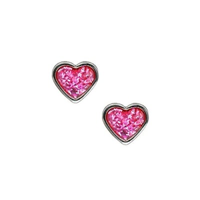 Studex Sensitive 6mm Heart with Pink Glitter Centre Stainless Steel Stud Earring
