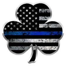 Thin Blue Line Clover Sticker Police Law Enforcement Bumper Vinyl Decal Shamrock