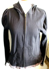 Mystree Womens Jacket Zip Hooded Large Open Pockets Black Or White