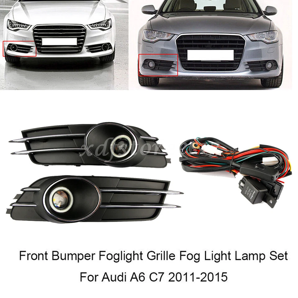Left&Right Lower Bumper Grille Grill Cover Fog Light Set For Audi A6 C7 2012-15 - Imagem 2 de 4