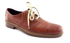 COLE HAAN Size 11 Medium Brown Leather Medallion Toe Oxfords Shoes