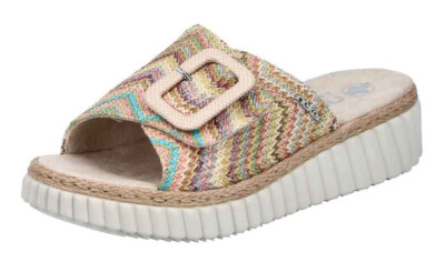 RIEKER  Damen - Pantolette  KEILSOHLE  Klett  EXTRA WEIT