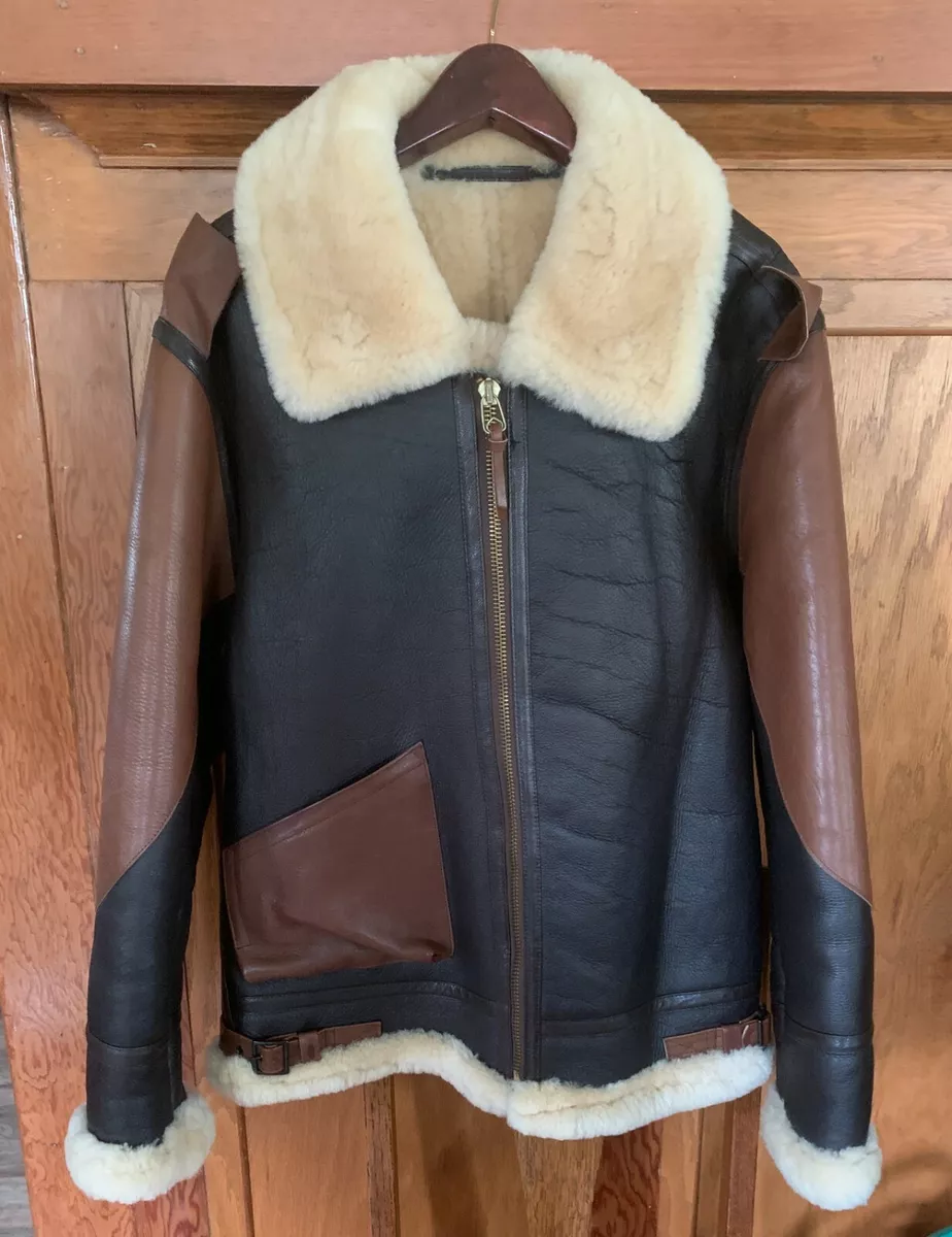 WILLIS & GEIGER B-3 Flight Jacket Mouton Shearling Leather - Sz 40