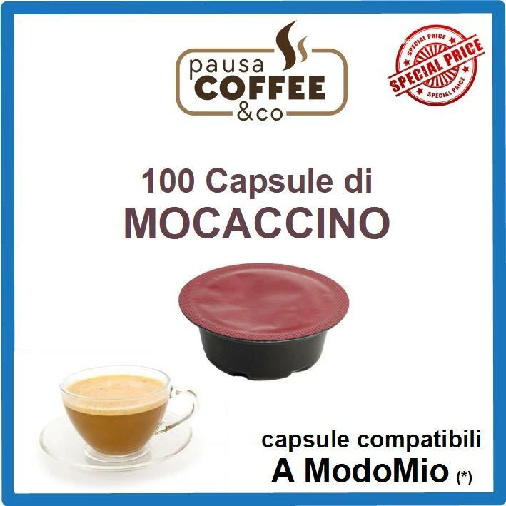 PAUSACOFFEE 100 capsule cialde di MOCACCINO compatibili Lavazza A MODO MIO