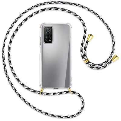 Handykette für Xiaomi Mi 10T (Pro) 5G schwarz/grau (G) Hülle mit Band Kordel