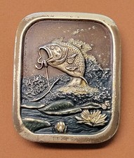 Vintage Indiana Metal Craft Largemouth Bass Belt Buckle 1976