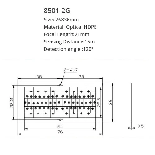 Lente Fresnel de inducción infrarroja cuerpo humano distancia de detección lejana 50 piezas PIR HDPE - Imagen 9 de 47