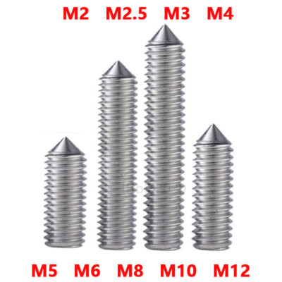 M2 M4 M5 M6 M12 A2 Stainless Cone Point Grub Screws Hex Socket Set Screw DIN 914