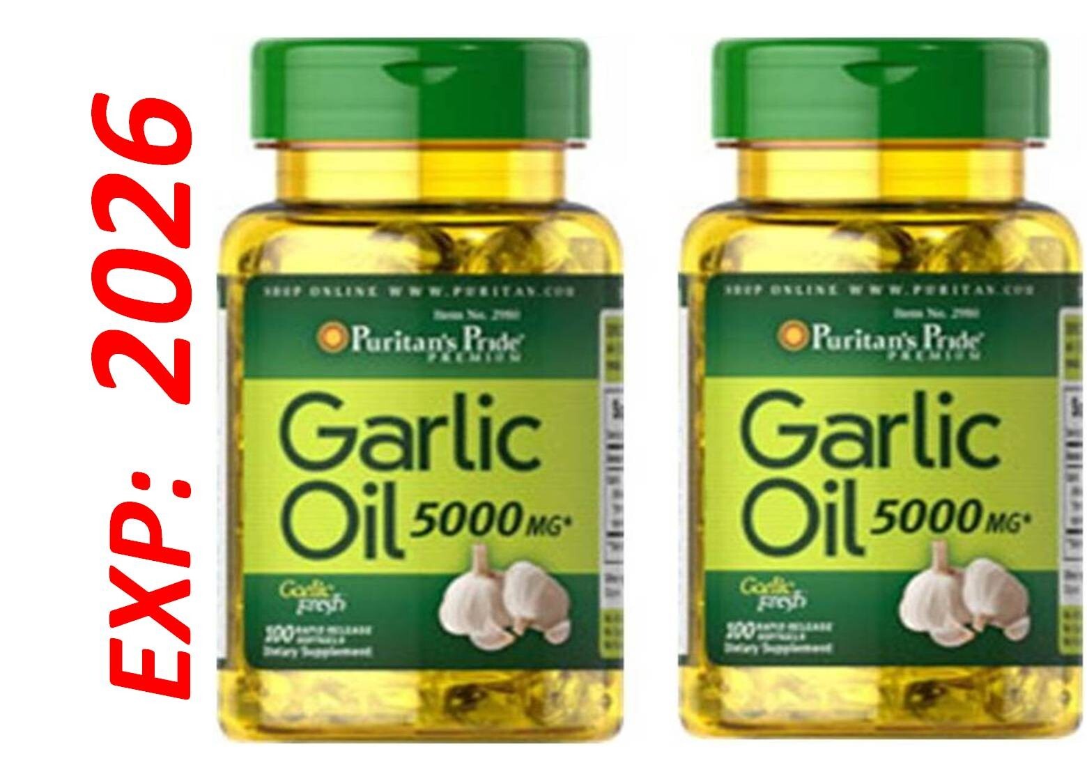 Garlic Oil 5000 MG 2 X 100 Softgels Cholesterol Reduction Cardiovascular Health