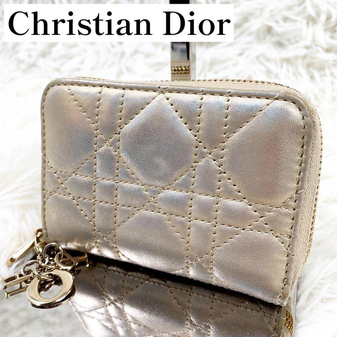 Etui à monnaie Dior Cannage Champagne Or édition limitée