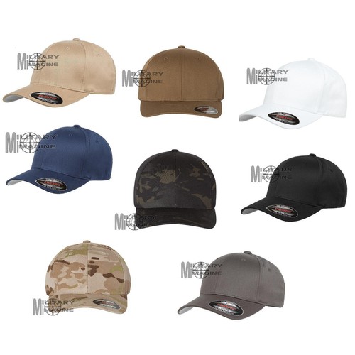 6-Pack Flexfit 6277 Baseball Hats - Fitted Twill Caps, S/M & L/XL, Multiple Themes