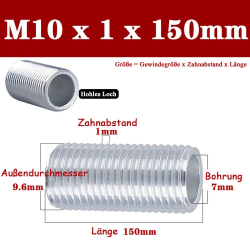 M10 x 1 Oreja Roscada Galvanizada Dientes Finos Longitudes 10mm - 500mm Lámpara Accesorios - Imagen 25 de 31