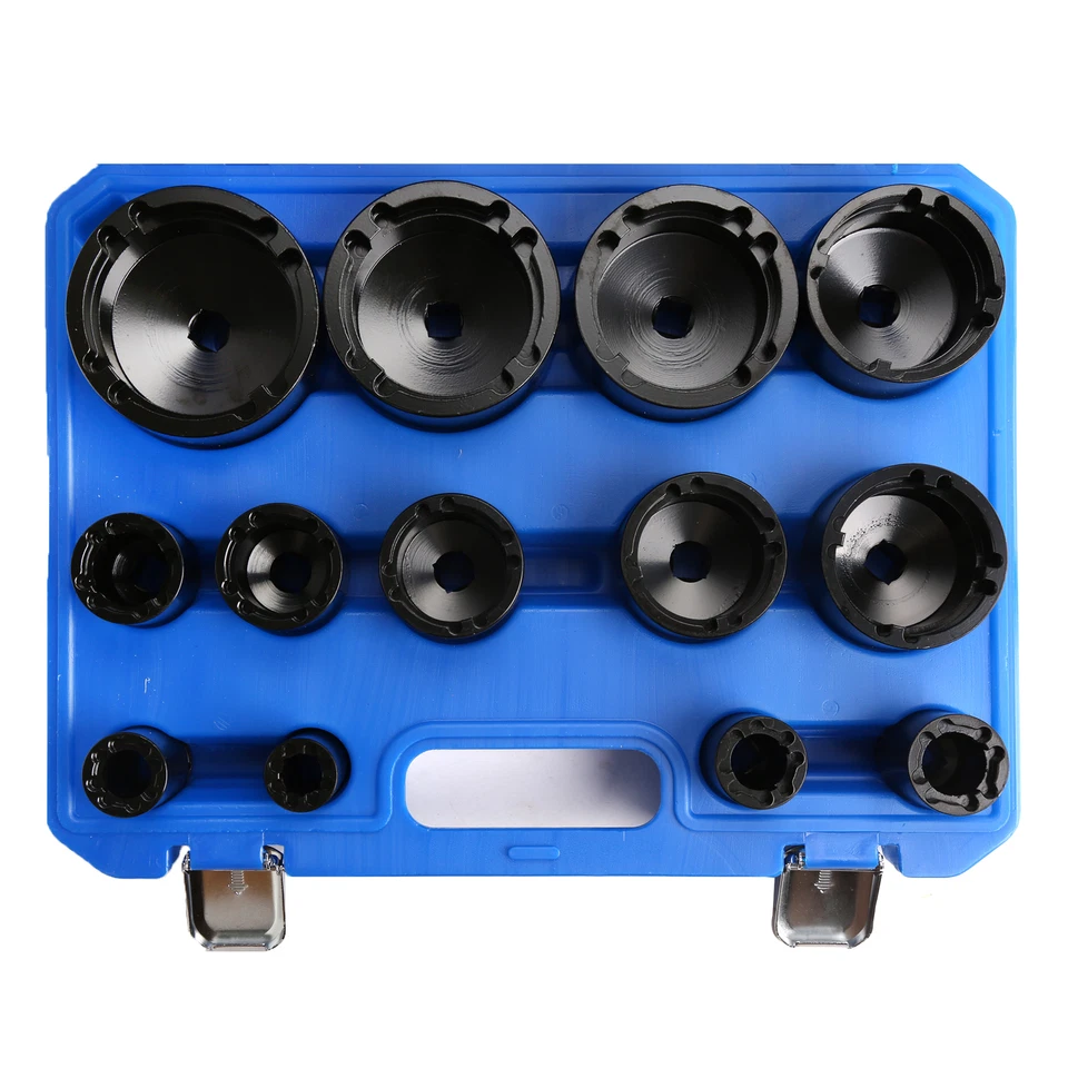 13Pcs 1/2" Drive Grooved Lock Nuts Socket Set With Internal Teeth 18MM-80MM Size - Image 2 of 4