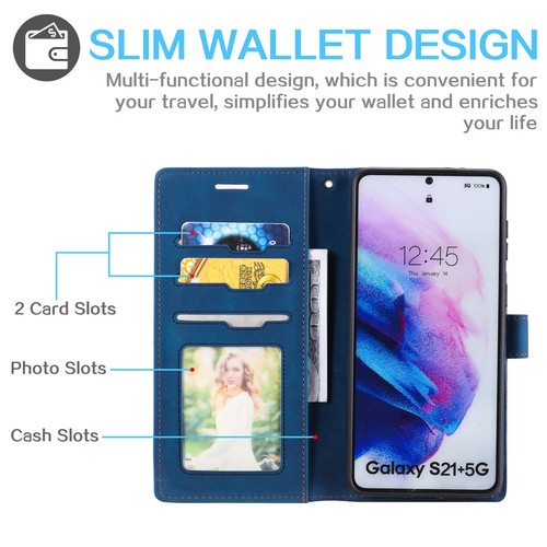 For Samsung S21 S20 FE S10 S9 S8 Note 10 Wallet Leather Case Cover RFID Blocking - Picture 6 of 38