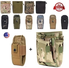 Military Tactical Molle Drop Dump Pouch Utility Bag + Radio Walkie Talkie Pouch