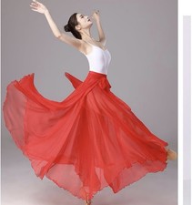 F6 Women's Fairy Lyrical Dance Skirt Chiffon Long Sheer Swing Wrap Skirts Ballet