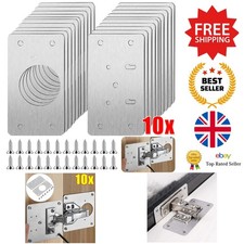 Cabinet Hinge Repair Plates - Stainless Steel Kit for Furniture - 10 Pcs