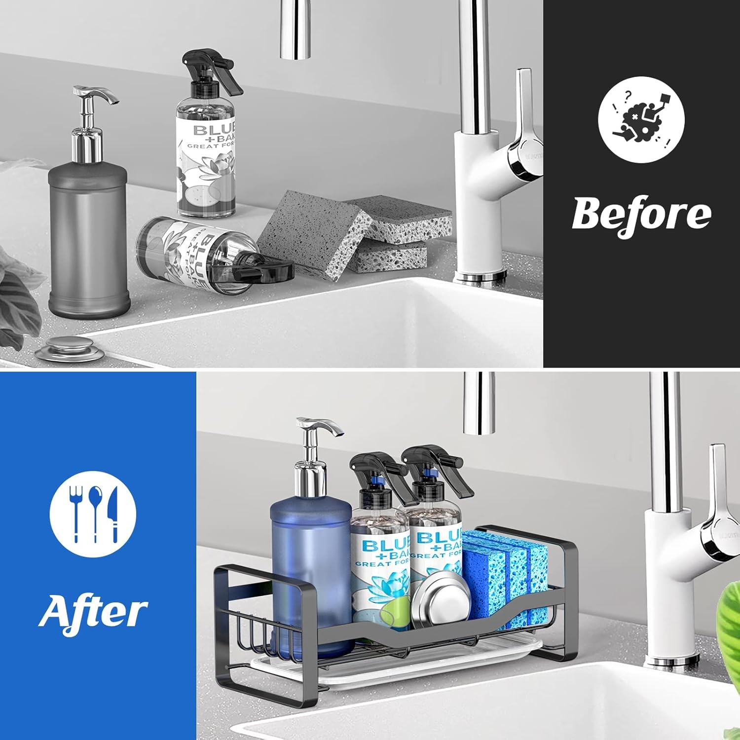 Sink Caddy Sponge Holder,Sponge Holder for Kitchen Sink