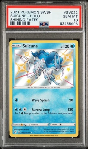 2021 POKEMON SWORD & SHIELD SHINING FATES #SV022 SUICUNE-HOLO PSA 10