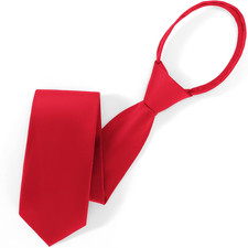 Pre Tied Adjustable Black Zipper Ties for Men 3.15" 8CM Mens Solid Color Red