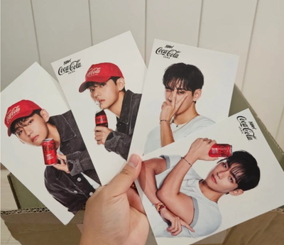 BTS V Official COCA COLA Postcard Set (4pcs) limited edition | eBay