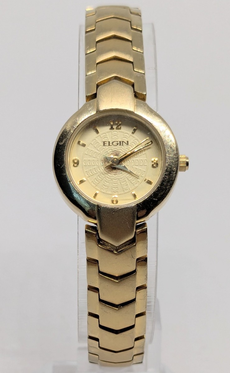 gold tone dress watch Vintage Gold-tone Armitron Dress Watch for Ladies with White Stones main image 0
