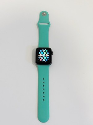 Apple Watch Series 3 38mm Space Gray Aluminum GPS Smartwatch Teal Sport Band