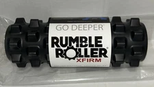 RumbleRoller Xtra Firm 12.5" Compact Textured Foam Roller - Massage/Exercise Blk