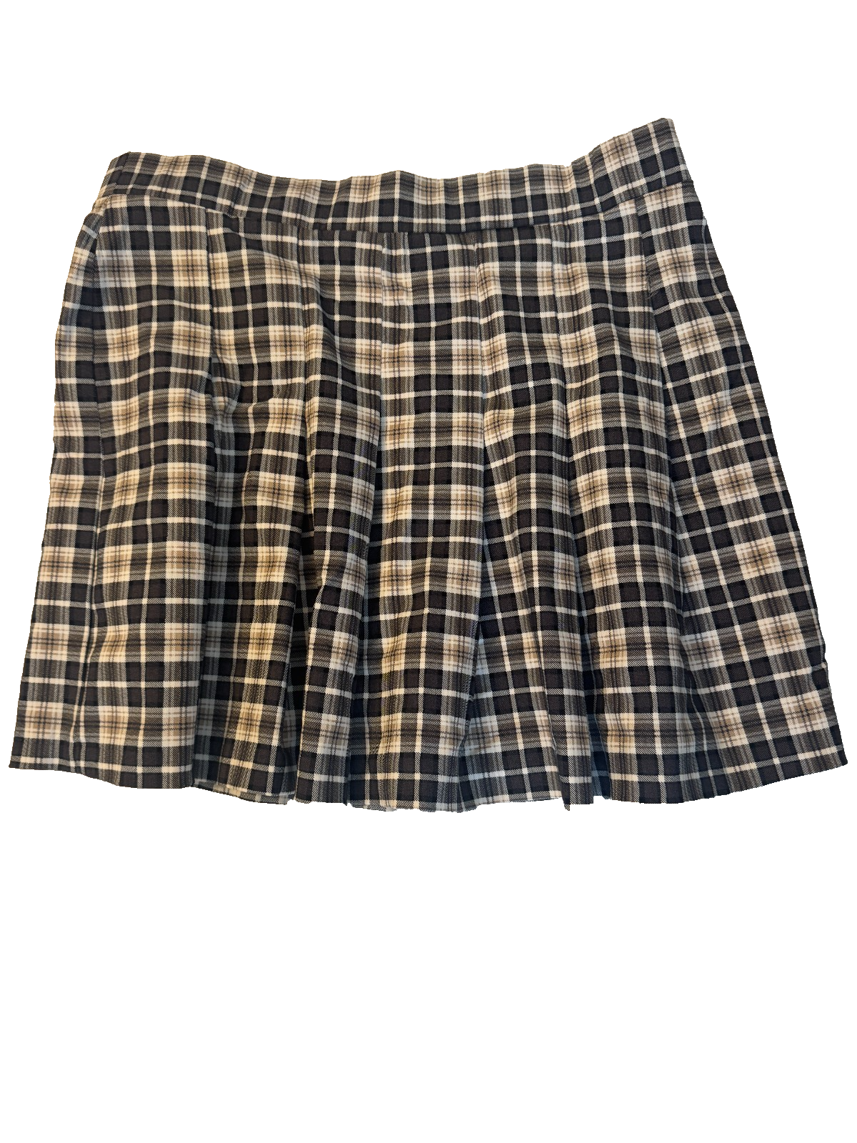 Joe Benbasset Black Tan Mini Skirt L Plaid Pleated 90s Y2K Preppy Clueless Style