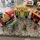 Vintage Fisher Price Little People Circus Train Cars 1970s monkey, elephant bear