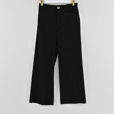 Maeve Anthropologie Colette Wide Leg Crop Pants Womens Size 26 Black Linen
