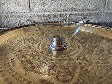 Sterling Silver and Glass Gravy Boat Dish type Saucer - Glass is 7 inches Across