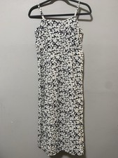 GAP Women Small Black White Floral Print Cami Dress Sleeveless Adjustable Strap