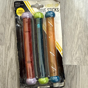 Light-Up Impact Activated Dive Sticks Pool Toys, Multicolor 3 Pack Ages 6+