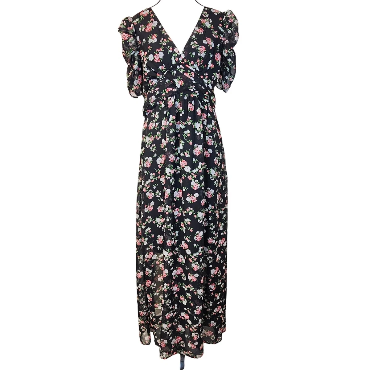 princess polly baby blue dress Ultimate '90s Princess Grunge Waffle Dress in Black with Lace Mesh Sleeve Detail