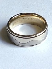 18ct Gold & Titanium Band Ring Size Q