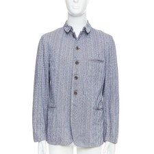 YOHJI YAMAMOTO Y's washed blue cotton drawstring waist blazer jacket JP3 L