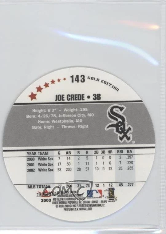 2003 Fleer Hardball Gold Joe Crede #143 - Image 2 of 2