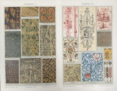 Antique Graphic Varia: Stuff Prints, Fabric Prints Old Chromolithograph Circa 1905