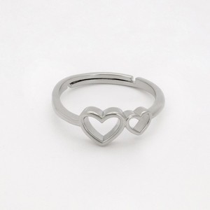 Authentic 18K Gold Plated Double Heart Open Ring for Women, Dainty Friendship Jewelry Gift