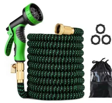105ft Expandable Garden Hose - with 10-Function Nozzle, Patented 40-Layer Nano 