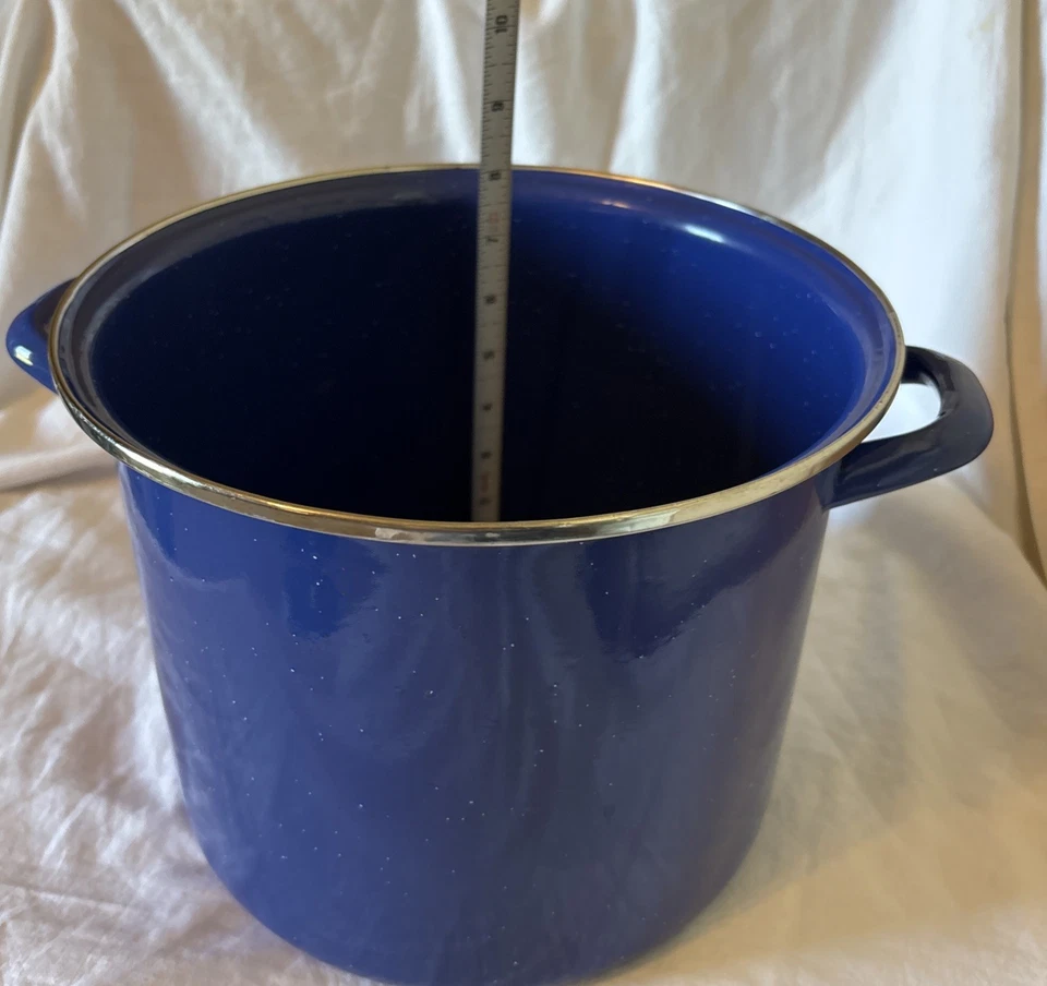 Blue Speckle Enamelware Stock Pot Double Boiler Steamer with Strainer and Lid  - Image 4 of 4