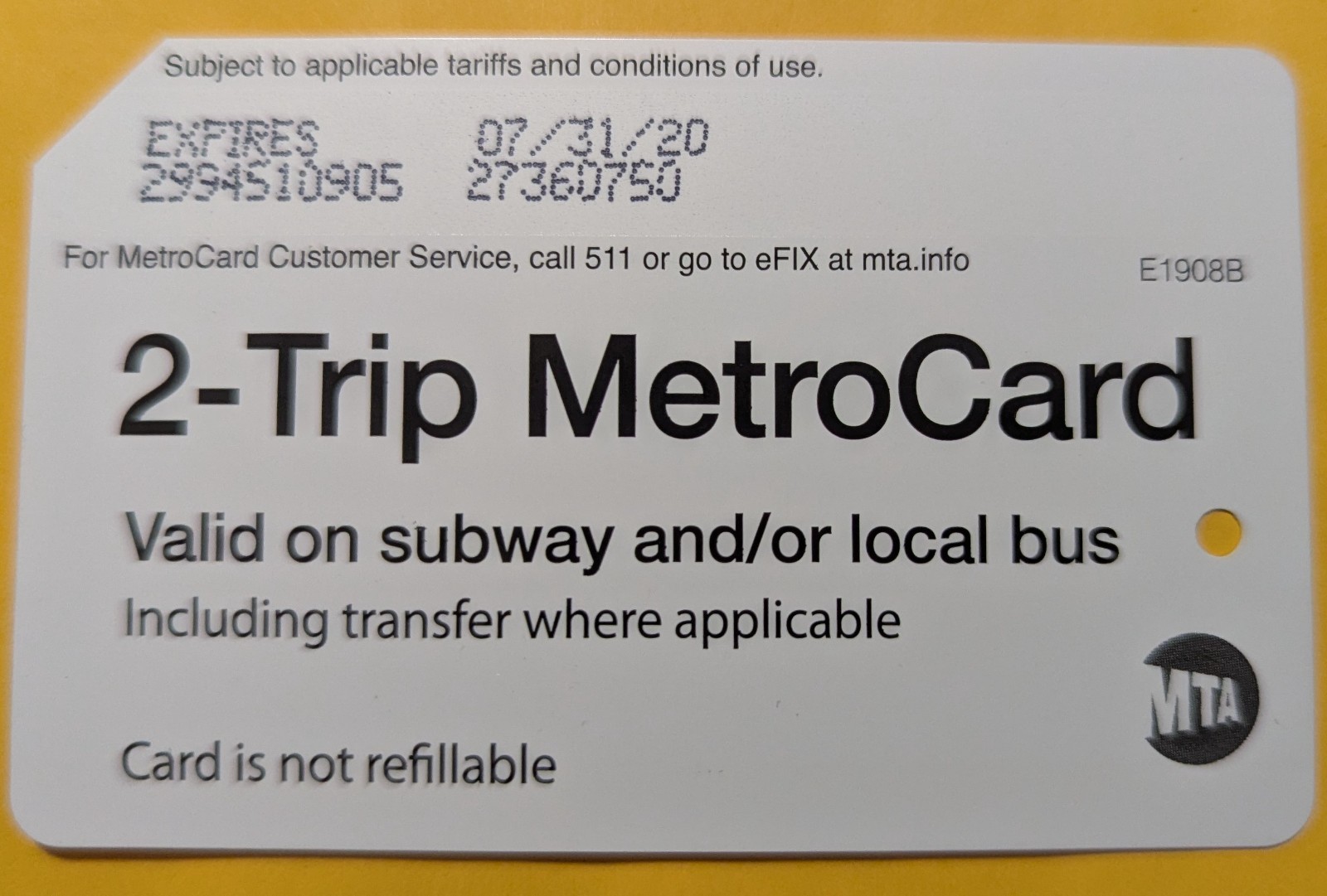 2- Trip Metrocard, 1 NYC MetroCard -Expired Mint condition