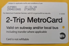 2- Trip Metrocard, 1 NYC MetroCard -Expired Mint condition