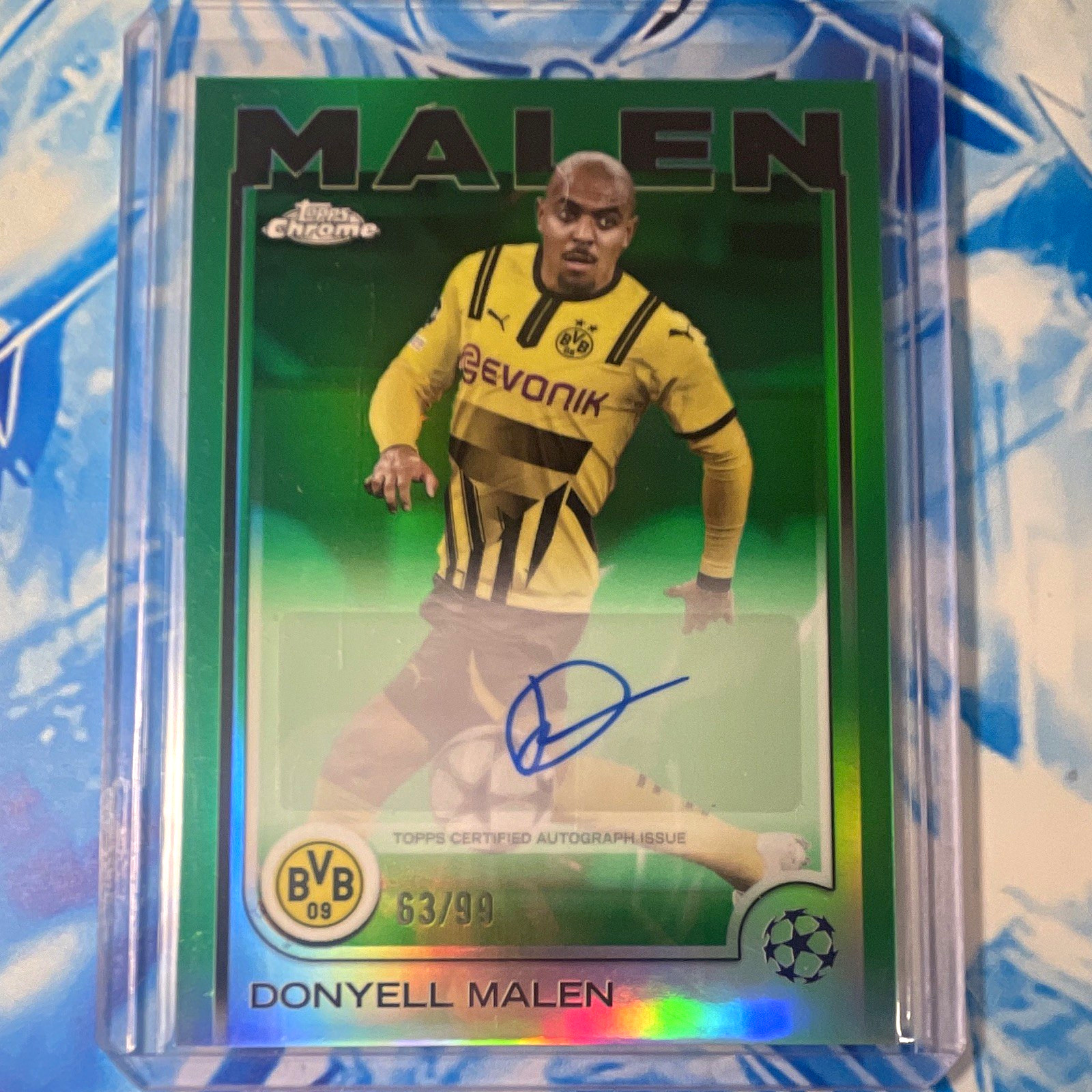Topps 2024-25 Chrome UEFA Donyell Malen CA-DM Green /99 Auto