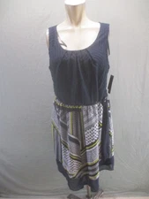 NWT AB Studio Size XL Womens Multicolor Sleeveless Round Neck Belted Dress 413