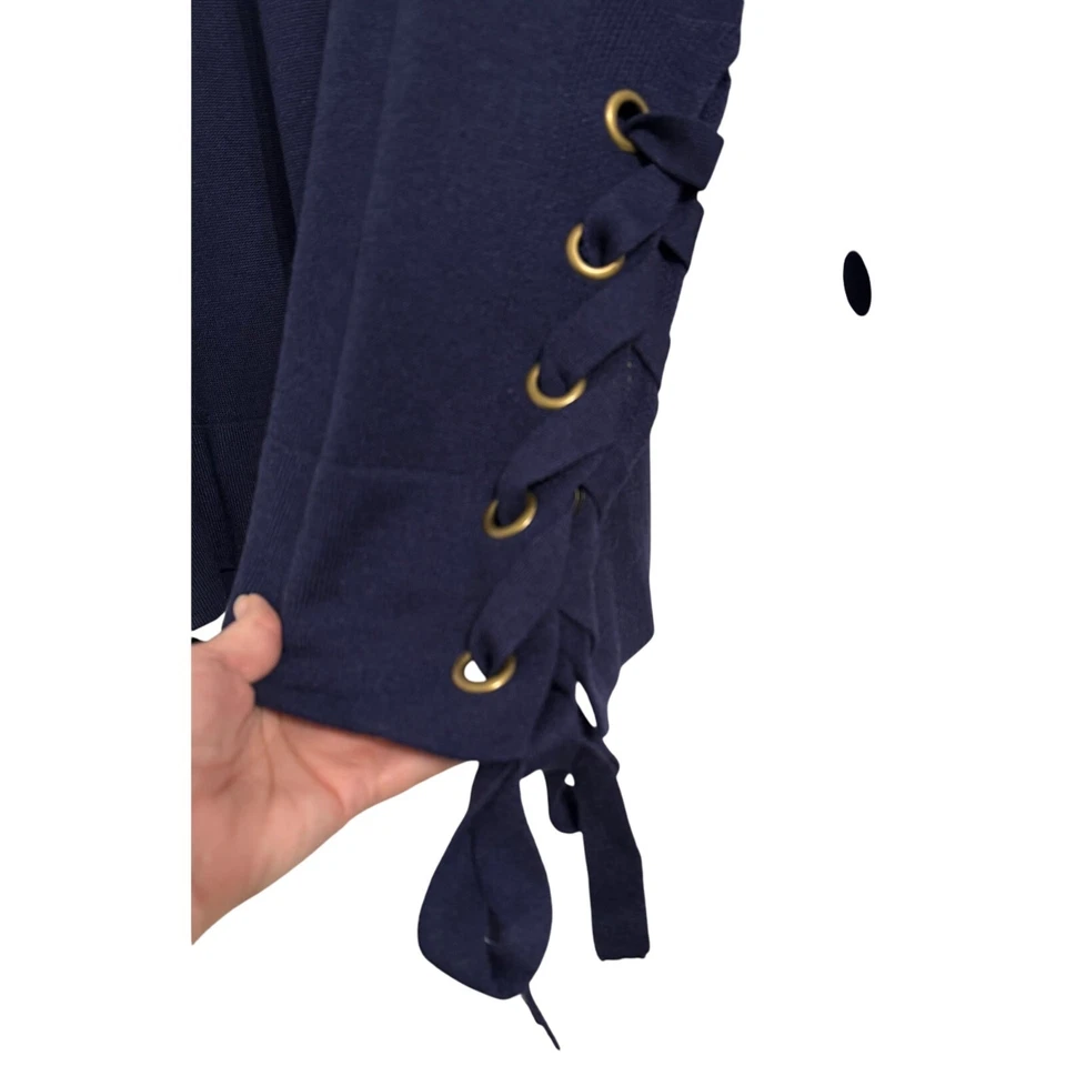 Roaman's NWOT Coastal Navy Nautical Laced Sides Super Soft Wool Blend Sweater 1X - Image 2 of 4