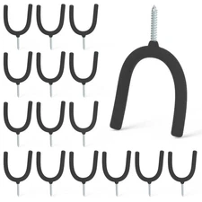 Screw in U Hook Black 16PC Shovel Holder Wall Mount U Hooks for Hanging Garden