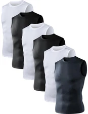 Men's Athletic Compression Tank Tops - 3/6 Pack, Workout, Basketball, Base Layer