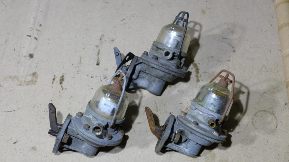 Bomba de combustible de cuenco de vidrio, juego de 3 motores Chevy 216 235 1937-1962, reconstrucción de núcleos Foto 2 de 2